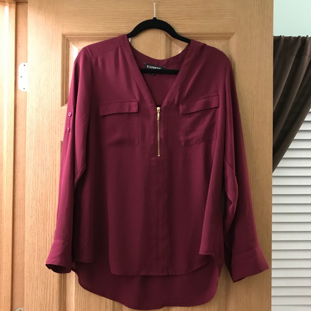 Maroon Express Portofino shirt with Gold zipper